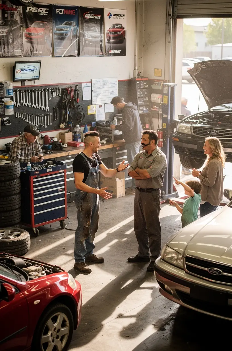 Mechanik vykonáva kontrolu bŕzd na vozidle v profesionálnom autoservise na Slovensku.