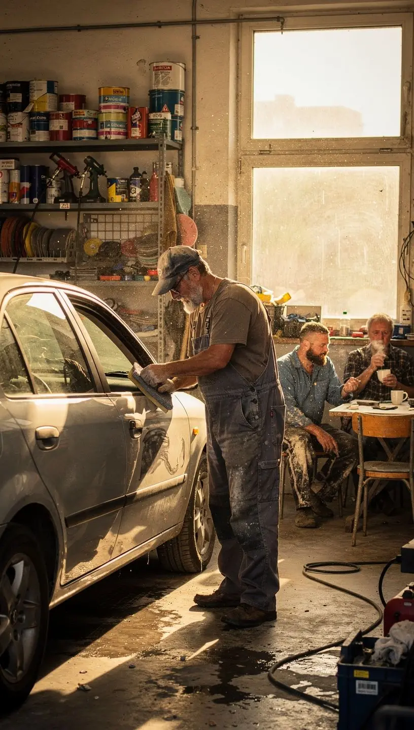 Servisný technik vysvetľuje zákazníkovi rozsah potrebných opráv a ich ceny.